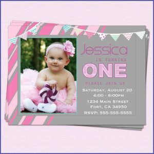 First Birthday Invitations Girl Wording
