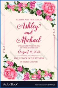 Flower Wedding Invitation Vector