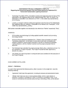 Free Partnership Agreement Contract Template