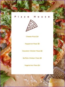 Free Pizza Menu Templates