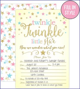 Free Printable Twinkle Twinkle Little Star Gender Reveal Invitations