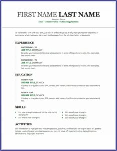 Free Resume Templates Microsoft