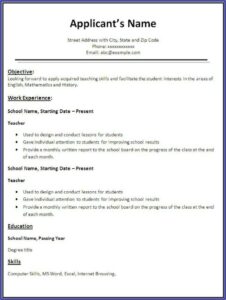 Free Sample Resume Templates Word