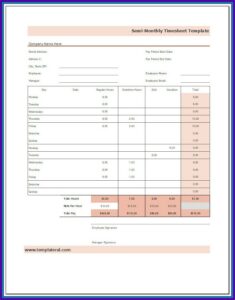 Free Semi Monthly Timesheet Template