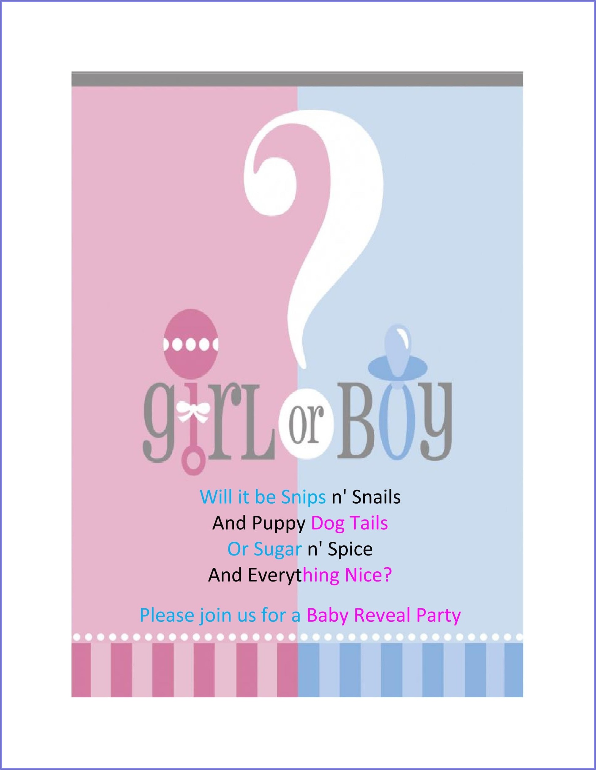 Gender Reveal Invitations Free Template