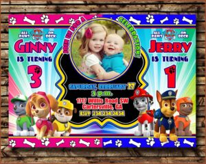 Girl Paw Patrol Birthday Party Invitations