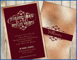 Gold And Burgundy Wedding Invitations