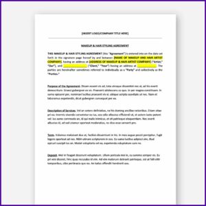 Hair And Makeup Contract Template