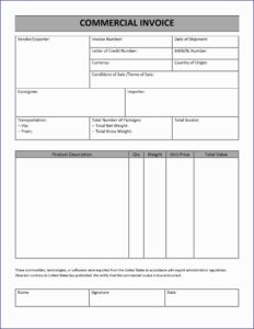 International Commercial Invoice Template