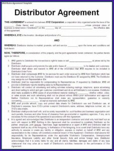 International Distribution Agreement Template Free