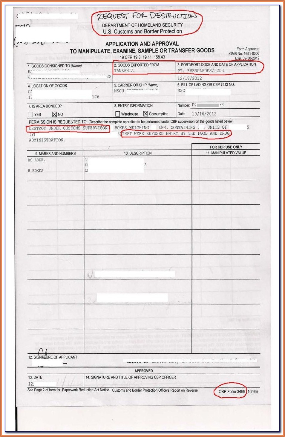 Isf Filing 10+2 Form