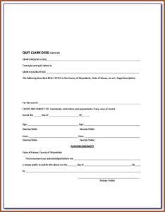 Kansas Quit Claim Deed Form