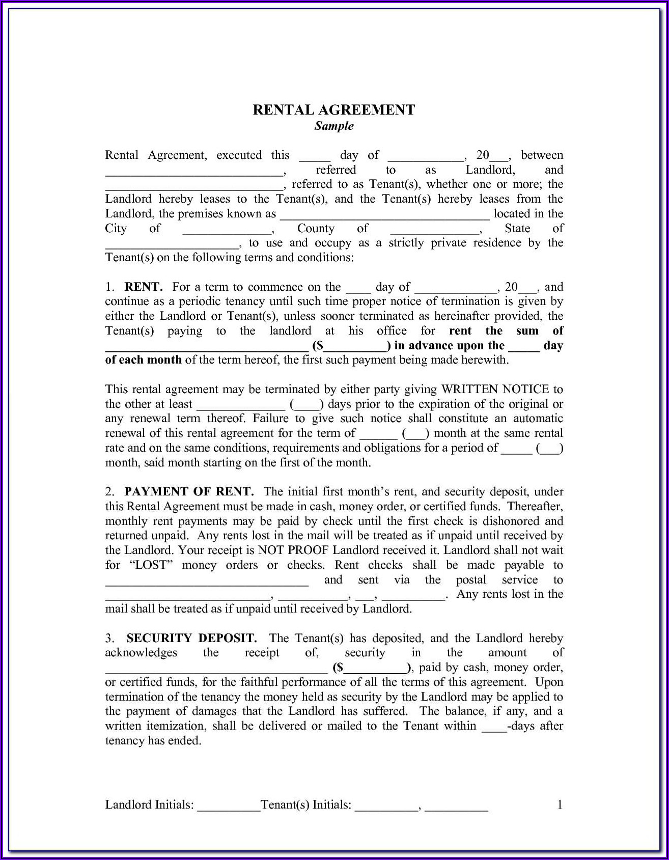 Landlord And Tenant Agreement Forms Ontario