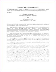 Landlord And Tenant Rental Agreement Forms Ontario