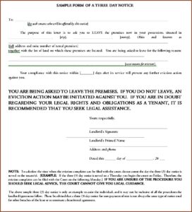 Landlord Eviction Notice Sample