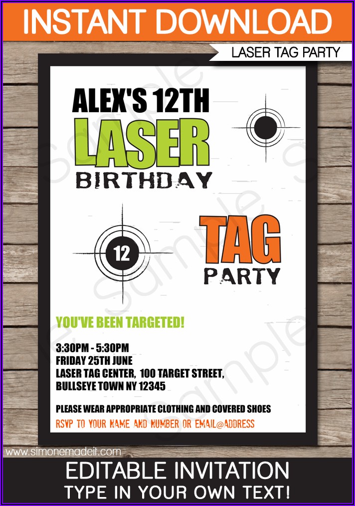 Laser Tag Birthday Invitation Template