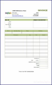 Lawn Care Invoice Template Word