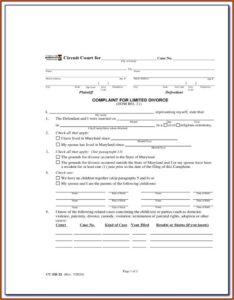 Limited Divorce Forms Maryland