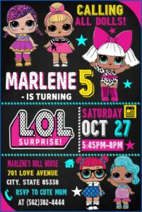 Lol Surprise Doll Birthday Invitations
