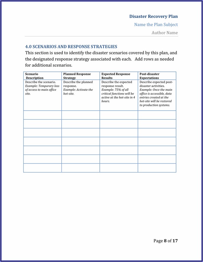 Manufacturing Disaster Recovery Plan Template