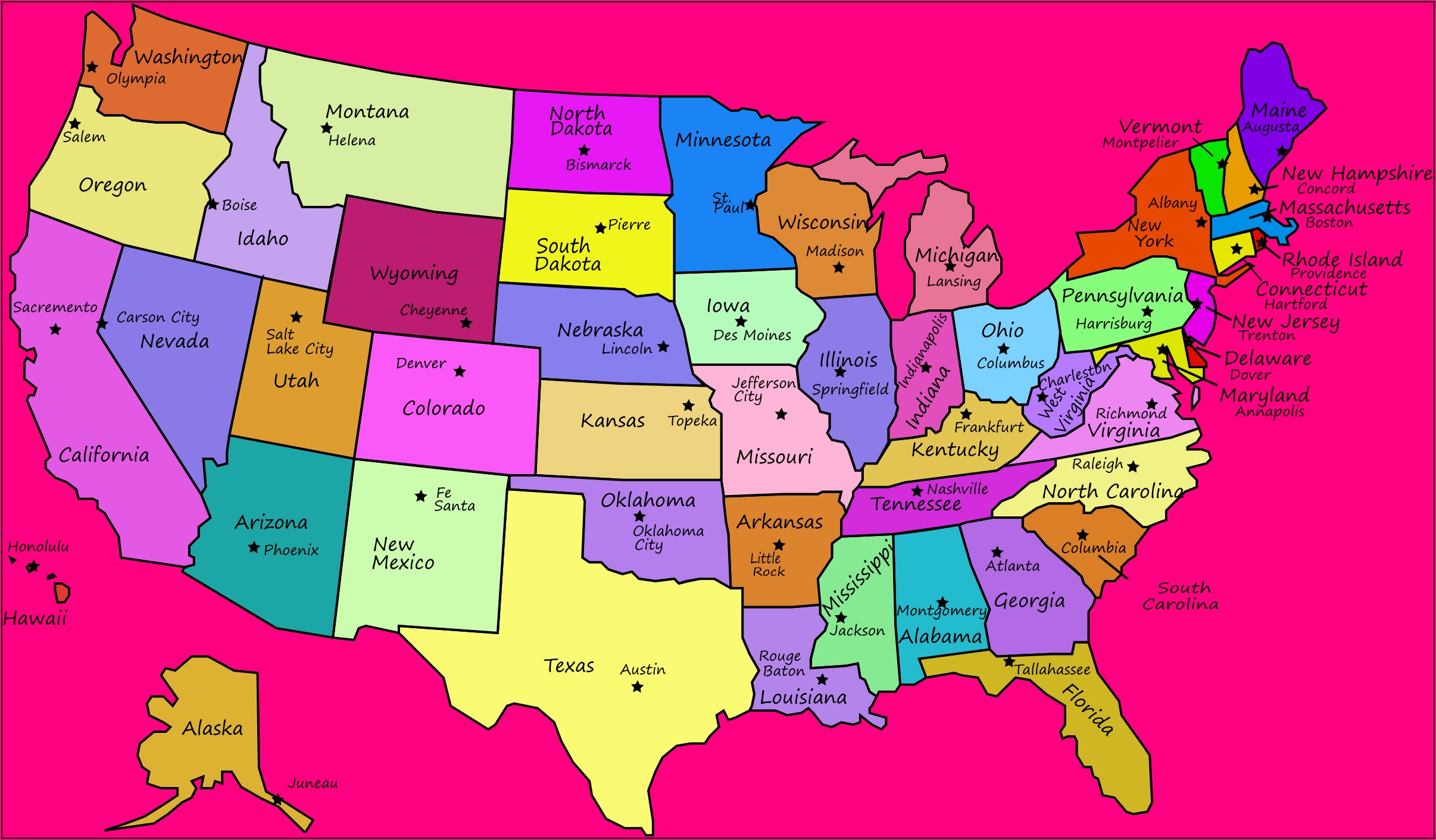 Map Of Usa With States And Capitals