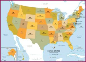 Map Of Usa With States Capitals And Abbreviations
