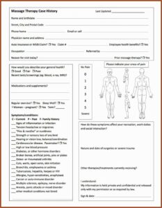Massage Therapy Intake Form Printable