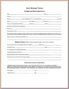 Massage Therapy Intake Form Word