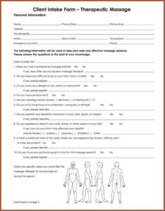 Massage Therapy Intake Forms