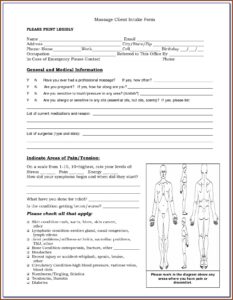 Massage Therapy Intake Forms Free