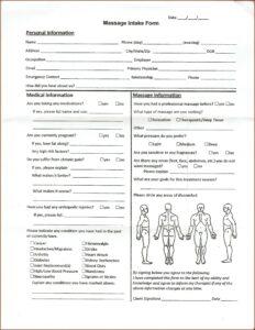 Massage Therapy Intake Forms Pdf