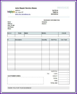 Mechanic Invoice Example