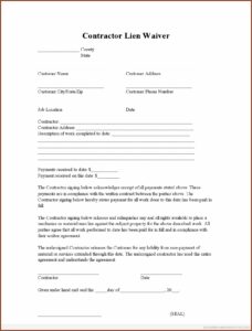 Mechanic's Lien Waiver Form Free