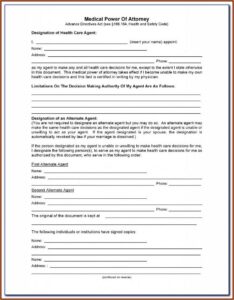 Medical Power Of Attorney Florida Form Free