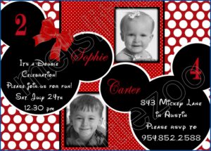 Mickey And Minnie Mouse Photo Birthday Invitations