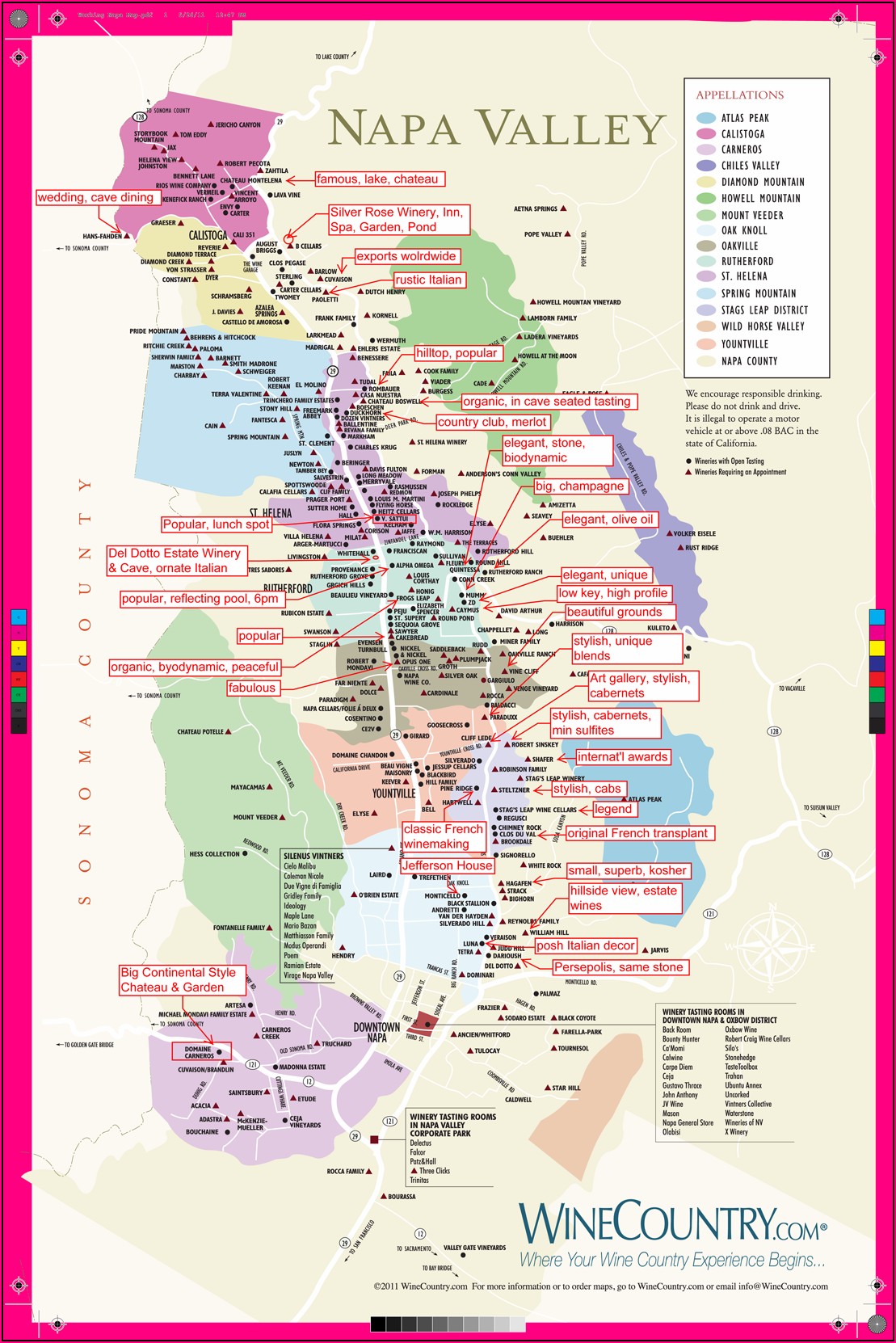 Napa Valley Winery Road Map