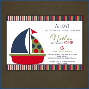 Nautical Boy First Birthday Invitations