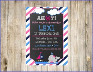 Nautical Girl First Birthday Invitations