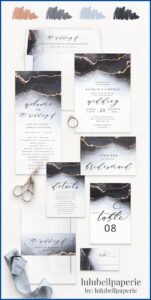 Navy And Rose Gold Wedding Invitations