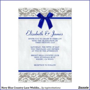 Navy Lace Wedding Invitations
