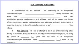 Non Compete Clause Template Free