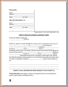 North Carolina Warranty Deed Forms Free