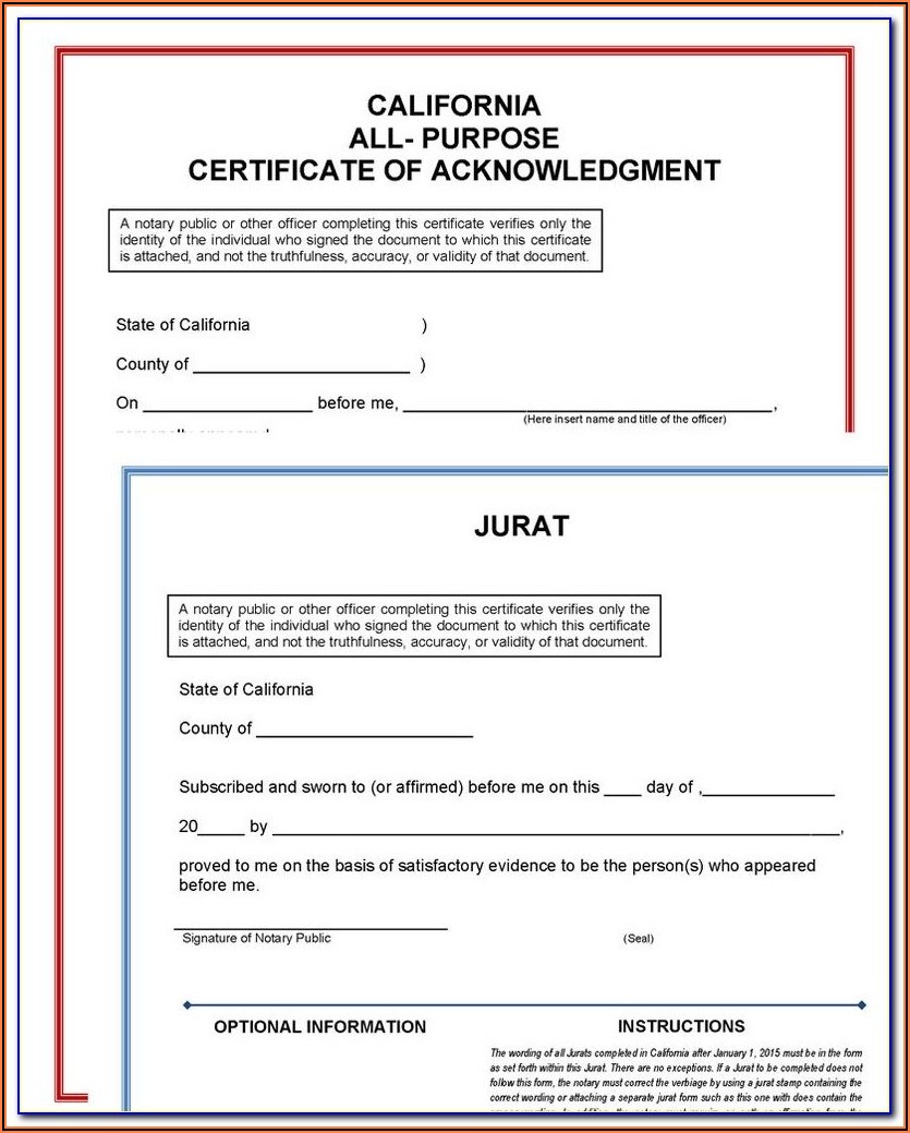 Notary Acknowledgment Form California