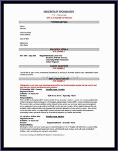 Nurse Resume Australia Templates