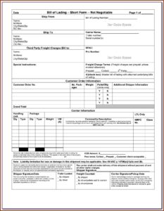 Ocean Bill Of Lading Form Download
