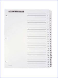 Office Depot Paper Templates Index Divider