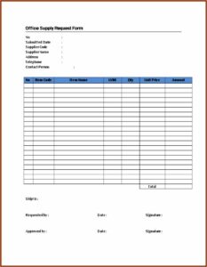 Office Supply Form Template