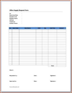 Office Supply Request Form Template
