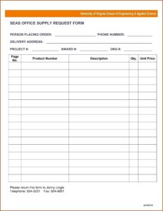 Office Supply Requisition Form Template Excel