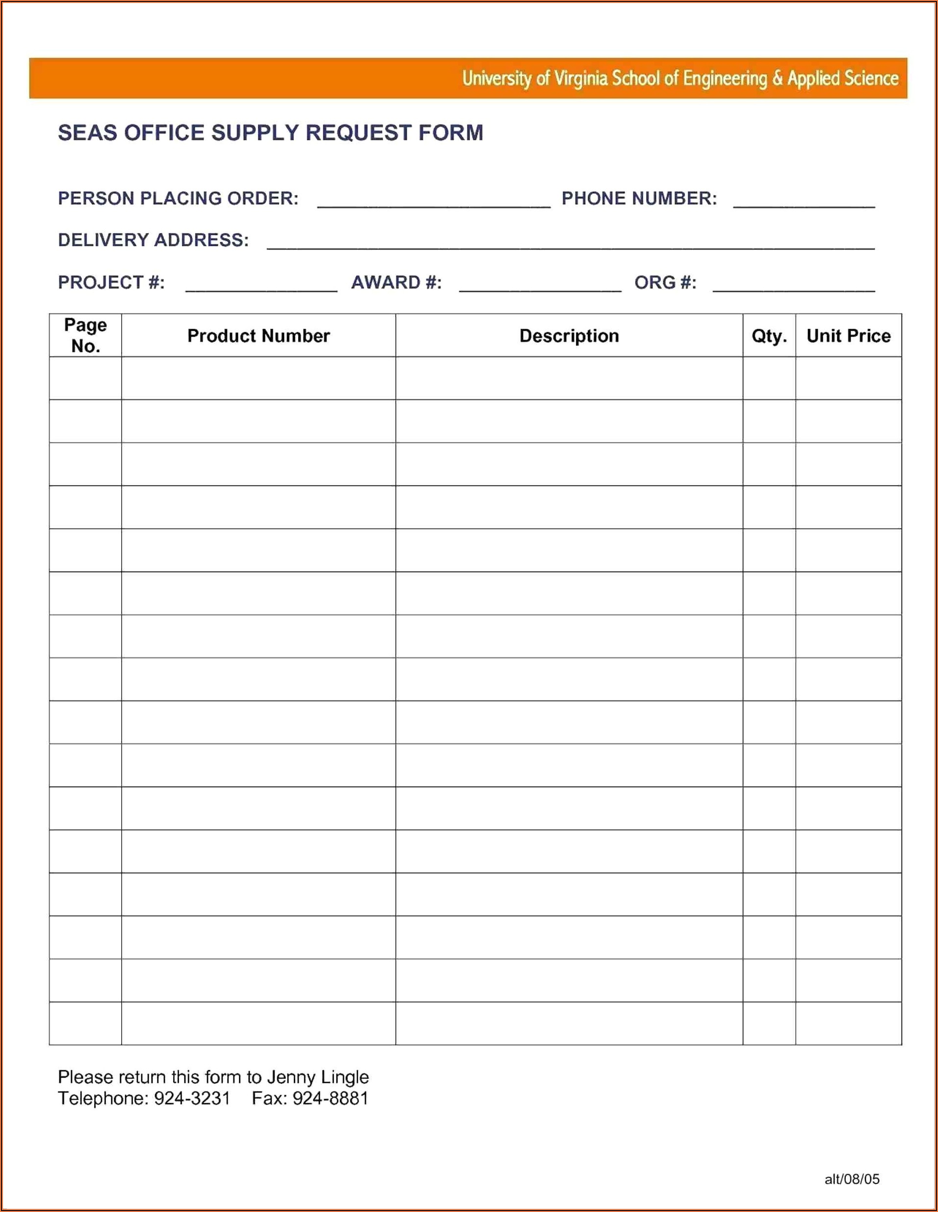 Office Supply Requisition Form Template Excel